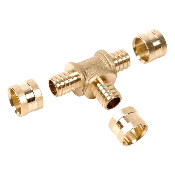 Raccord PER en laiton té égal à sertir par glissement - SERTIgliss - pour tube Ø 16 mm