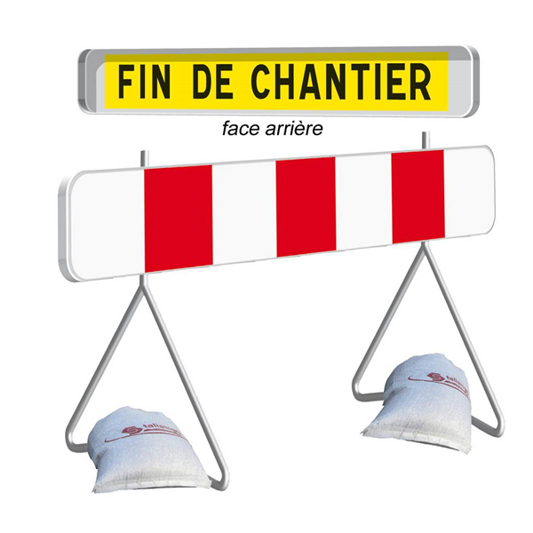 Panneau signalisation début et fin de chantier recto/verso K2 1400x200mm T1