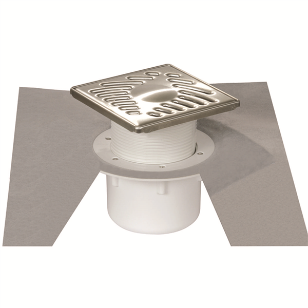 Siphon PVC pour sol carrelé Diam. 50/63 mm avec grille et cadre inox 304 - Sortie ver