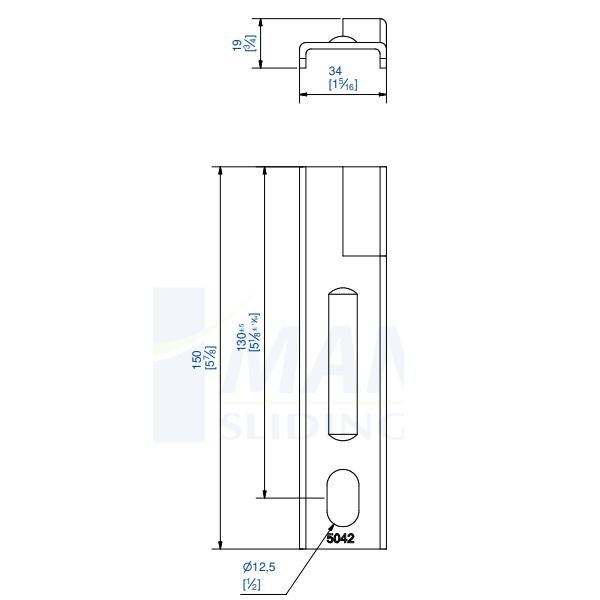 Patte droite à sceller Mantion 5042 pour support 5041 de rail Sportub 5040 - porte jusqu'à 150 kg