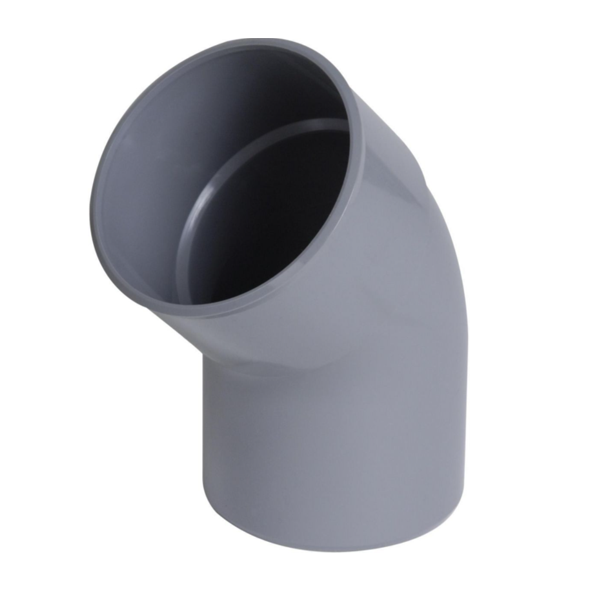 Coude d'évacuation à 45° Mâle/Femelle - PVC gris - diamètre 63 mm - Nicoll