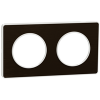 Plaque de finition double Schneider Odace Touch pour 2 postes encastrés - bronze brossé liseré blanc