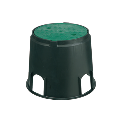Regard mini rond vannes arrosage enterré - Diamètre 20 cm Hauteur 23 cm - Couvercle vert