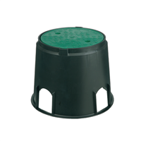 Regard mini rond vannes arrosage enterré - Diamètre 20 cm Hauteur 23 cm - Couvercle vert