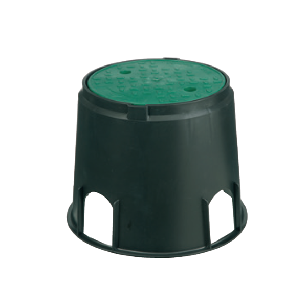 Regard mini rond vannes arrosage enterré - Diamètre 20 cm Hauteur 23 cm - Couvercle vert