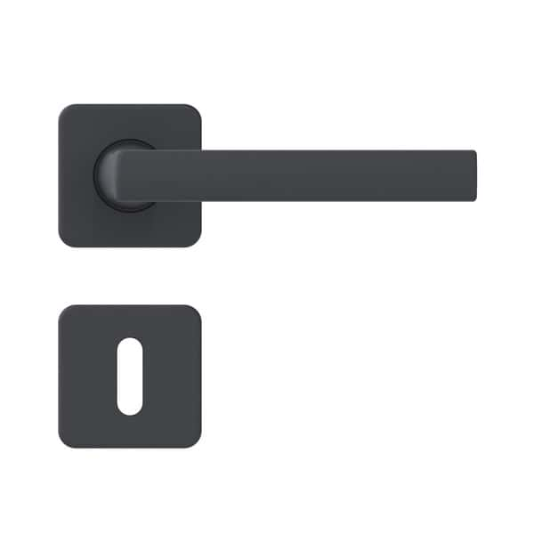 Ensemble poignée de porte à clé en L avec rosace Vachette Koya - alu blanc - carré 7 mm