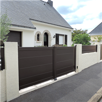 Portail Alu sur mesure Thélus CT 103 - Battant ou coulissant et motorisable - Plein avec remplissage horizontal 290 x 20 mm