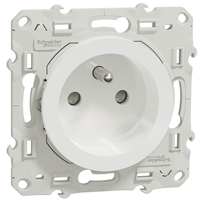 Prise de courant 2P+T Schneider Odace à encastrer - avec support de fixation à visser - blanc - 16 A - 250 V