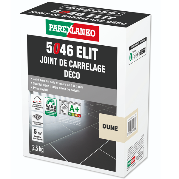 Joint de carrelage déco - 5046 Elit - sol et mur joints de 1 à 6 mm - Dune Sac de 2,5 KG