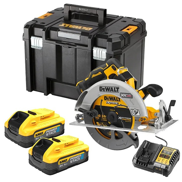 Scie circulaire sans fil XR 18V 5Ah Dewalt DCS573H2T-QW - Ø 190 mm - en coffret avec 2 batteries et chargeur