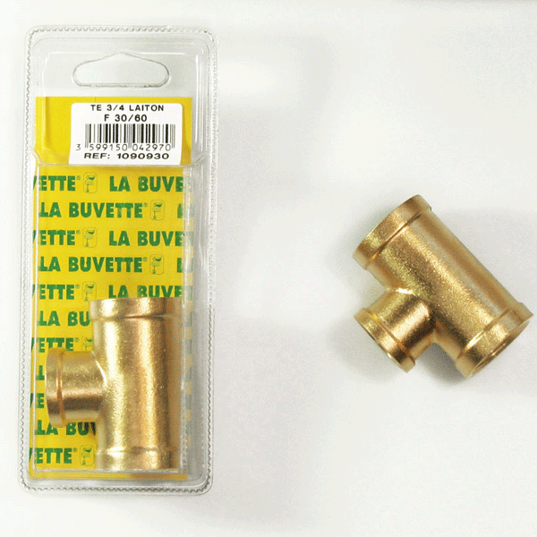 Raccord Té 3/4" de rechange en laiton pour abreuvoir La Buvette modèles F30 - F30A - F60 et BABYLAB