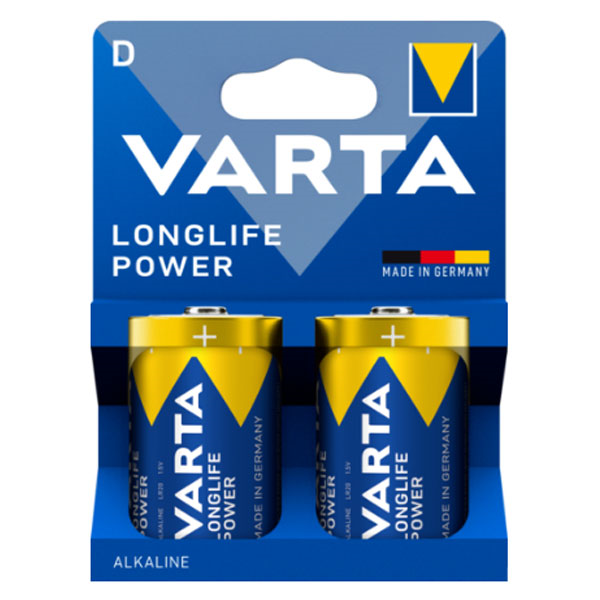 Pile LR20 Longlife Power D Varta - Tension 1,5 V - Lot de 2 piles