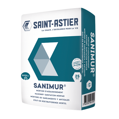 Mortier d'assainissement pour maçonneries salpêtreuses ou humides - Sanimur - sac de 25 KG
