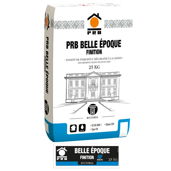 Enduit de parement décoratif à la chaux pour restauration de bâtiment ancien - Grain fin - PRB Belle Époque Finition - Sac de 25kg - Chambord