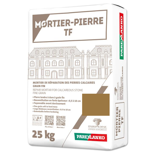 Mortier de réparation des pierres calcaires 0,5 à 10 cm - Mortier Pierre TF Parex - Jaumont - Sac de 25 KG