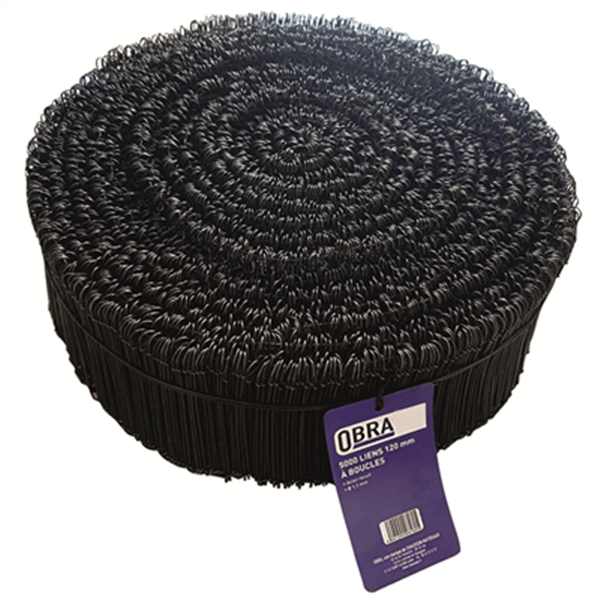 Lien à boucles en acier recuit - Obra - Longueur 120 mm - Diamètre Ø 1,1 mm - Botte de 5000