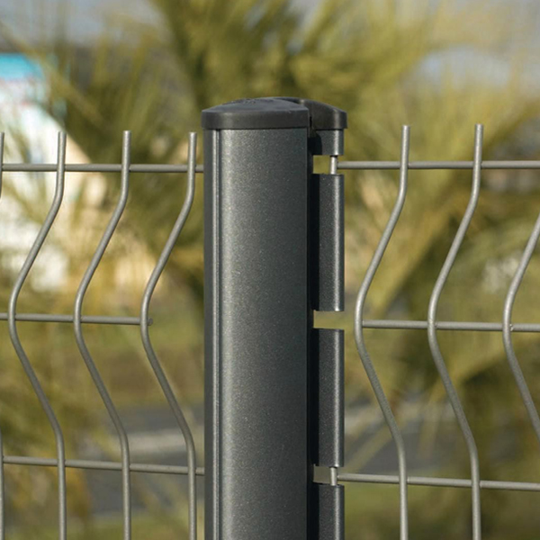 Poteau en acier plastifié à sceller Axis Design pour clôtures en panneaux Dirickx - Hauteur 2.00 M - Gris