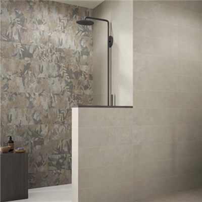 Faïence murale décor floral effet béton - Cusset - 20,0 cm x 60,0 cm