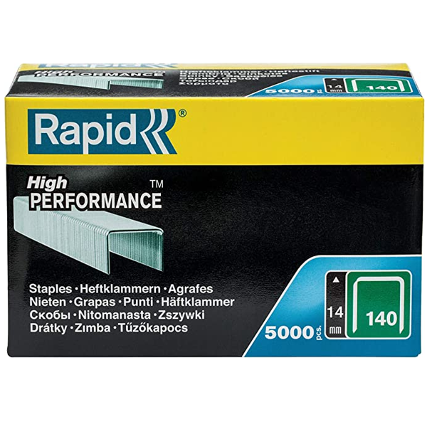 Agrafe en fil plat n°140 Rapid haute performante - acier galvanisé - longueur 14 mm - boîte de 5000
