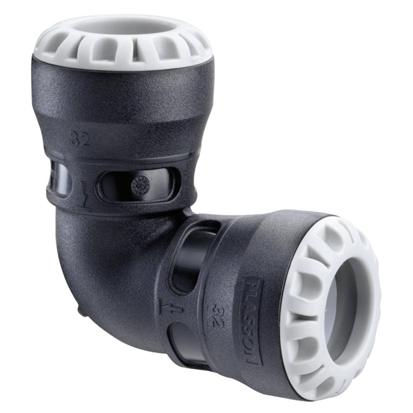 Coude 90° encliquetable Série 1 pour canalisations PEHD pression PN16 - Plasson - ⌀50 mm