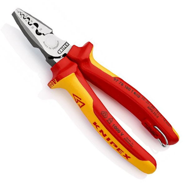 Pince à sertir pour embouts de câble de 0,25 à 16 mm²  - 97 78 180 Knipex - Isolée 1000V