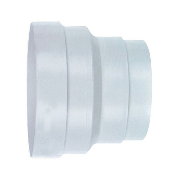 Réduction droite mâle - femelle pour gaine flexible - Ø 150 / 125 mm - PVC Blanc