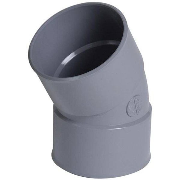 Coude simple femelle/femelle Nicoll pour l'évacuation - Degré angle 30° - Diamètre 80 mm - PVC -  Gris