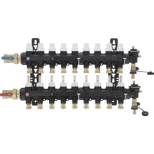 Collect. HYDRONIC Ø1"-9 circuits *6716I1 Ensemble complet-Matériaux de Synthèse