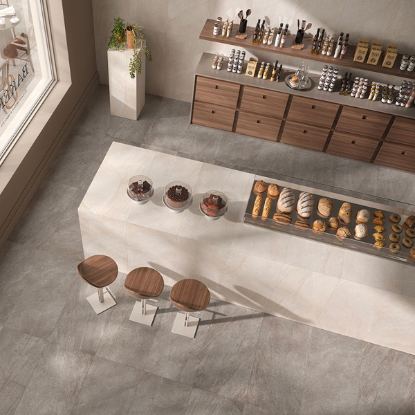 Carrelage sol intérieur antidérapant effet pierre en grès cérame rectifié - Geostone GRIP - 30,0 CM x 60,0 CM - ép. 9,00 MM - Grigio