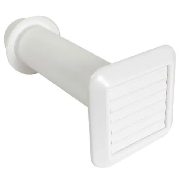 Traversée de mur avec grille à volet mobile blanche - Nicoll - 204 x 204 x 400 mm