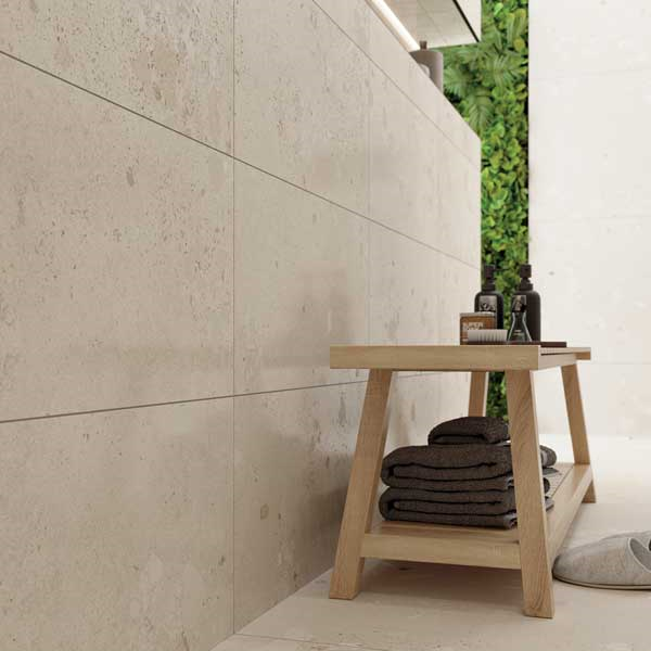 Carrelage sol intérieur effet terrazzo en grès cérame émaillé avec surface ABS - Castone - 80,0 CM x 80,0 CM - ép. 10,00 MM - Beige dune