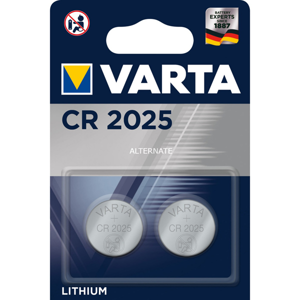 Pile électronique bouton Varta CR2025 - Lot de deux piles