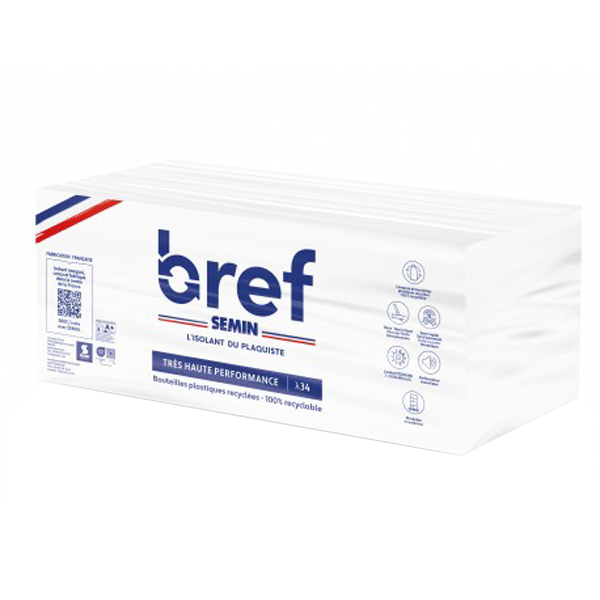 Isolant thermique comble mur et plancher en bouteilles recyclées - Bref - 1,15 m².K/W - Rouleau de 600 MM x 40,00 MM - Long. 12,50 M