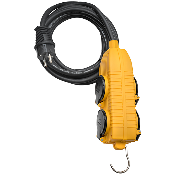 Rallonge électrique Brennestuhl câble de 10,0 M H07RN-F 3G2,5 avec Powerblock 4 prises à clapet IP44