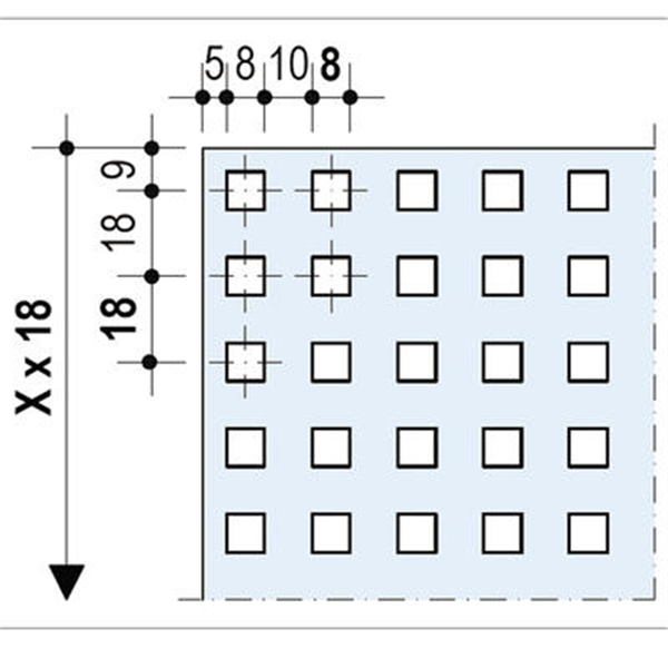 Plaque de plâtre acoustique perforée pour plafond non démontable - Décor Quadril 8/18 bords UFF - 1998 MM x 1188 MM - ép. 12,5 MM