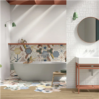 Faïence murale hexagonale effet carreaux de ciment - Stay - 23 x 26 cm - ép. 9 mm - mix de 16 pièces