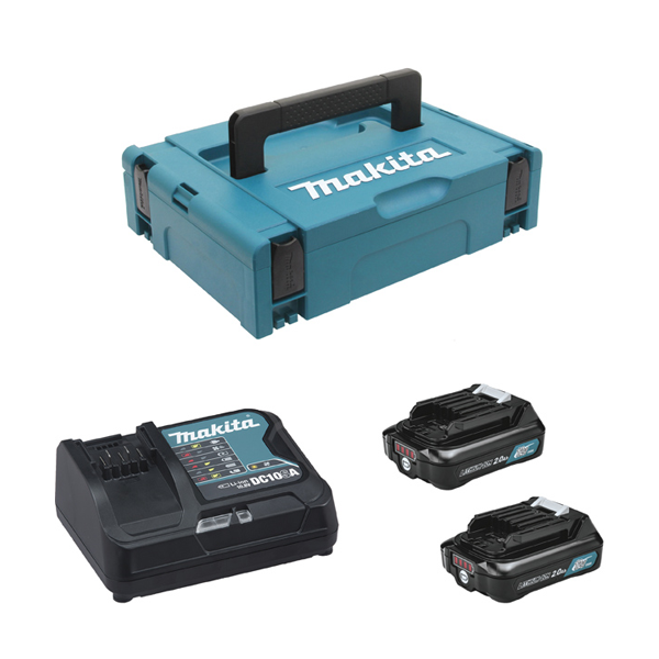 Pack énergie Makita 12V Li-ion - 2 batteries BL1041B 4 Ah, 1 chargeur DC10SA, 1 coffret