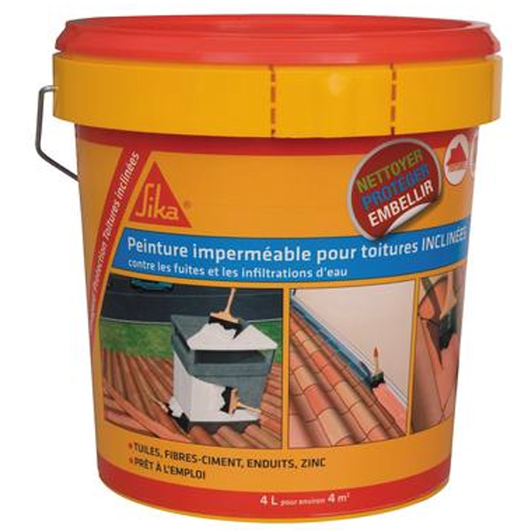 Peinture imperméable pour toiture inclinée Sikagard prêt à l'emploi sable seau de 4 litres