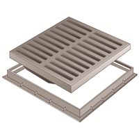 GRILLE DE SOL AVEC CADRE 400 X 400 GRIS CLAIR