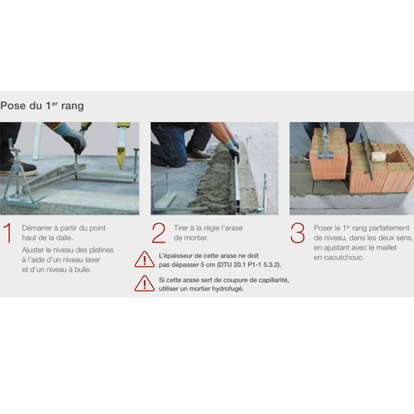 Platine d'arase de première rangée de brique Porotherm pour mur jusqu'à 42,5 cm - jeu de 2 pièces