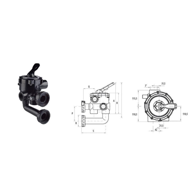 Vanne Multivoies Noire 1"1/2 A