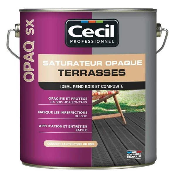 Saturateur opaque terrasse bois OPAQ SX Cecil Professionnel Teck mat 5L