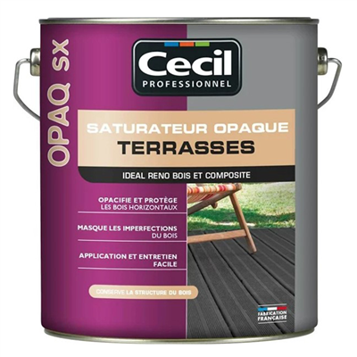 Saturateur opaque pour terrasse bois - OPAQ SX Cecil Professionnel - Teck mat - Pot 5L