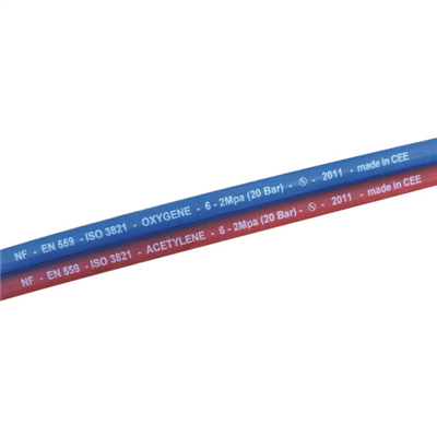 Tuyau de soudage jumelé oxygène acétylène ISO 3821 - 20 bar - diamètre 6 x 13 mm - longueur 20 m