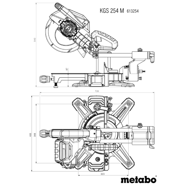 Scie à onglet radiale Metabo KGS 254 M - 1450 W - Pour lame de scie ⌀ 254 mm