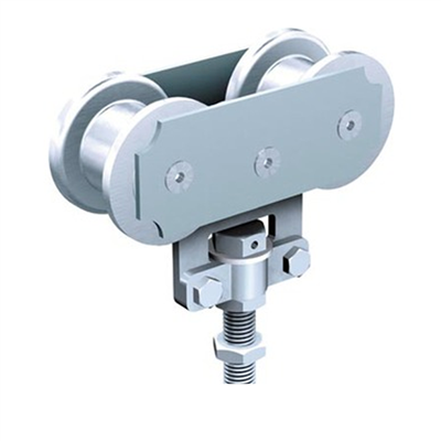 Monture fixation sur chant 2 galets en acier capacité 150 kg pour rail 50x40 - Lot de 2