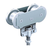 Monture fixation sur chant 2 galets en acier capacité 150 kg pour rail 50x40 - Lot de 2