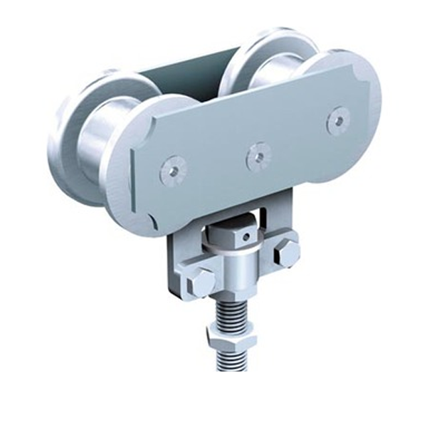 Monture fixation sur chant 2 galets en acier capacité 150 kg pour rail 50x40 - Lot de 2