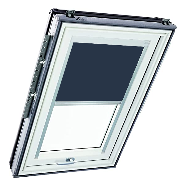 Store occultant pour fenêtre de toit Roto Designo R4 et R7 - ZRV - 78 CM x 98 CM - Glissière blanche - tissu V22 - bleu nuit