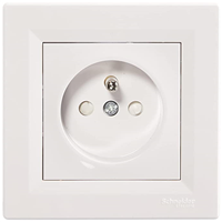 Prise de courant 2P+T Schneider Asfora complet - à encastrer - blanc brillant - 16 A - 230 V